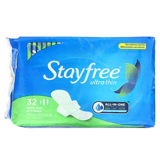 Stayfree, Ultra Thin, Super Long with Wings Pads, 32 Pads