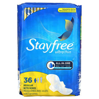 Stayfree, Ultra Thin, Regular with Wings, 36 Pads