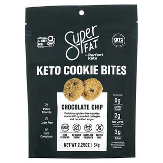 SuperFat, Keto Cookie Bites, Chocolate Chip, Keto-Minikekse mit Schokoladenstückchen, 64 g (2,25 oz.)