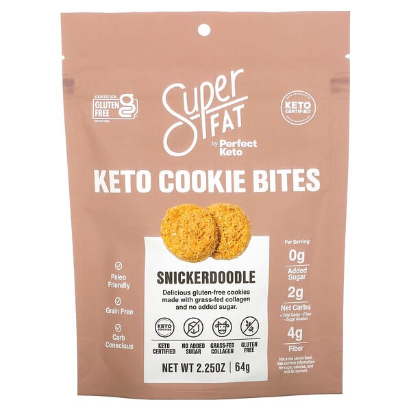 SuperFat, Keto Cookie Bites, Snickerdoodle, 3 Packs, 6.2 oz (176g) Each