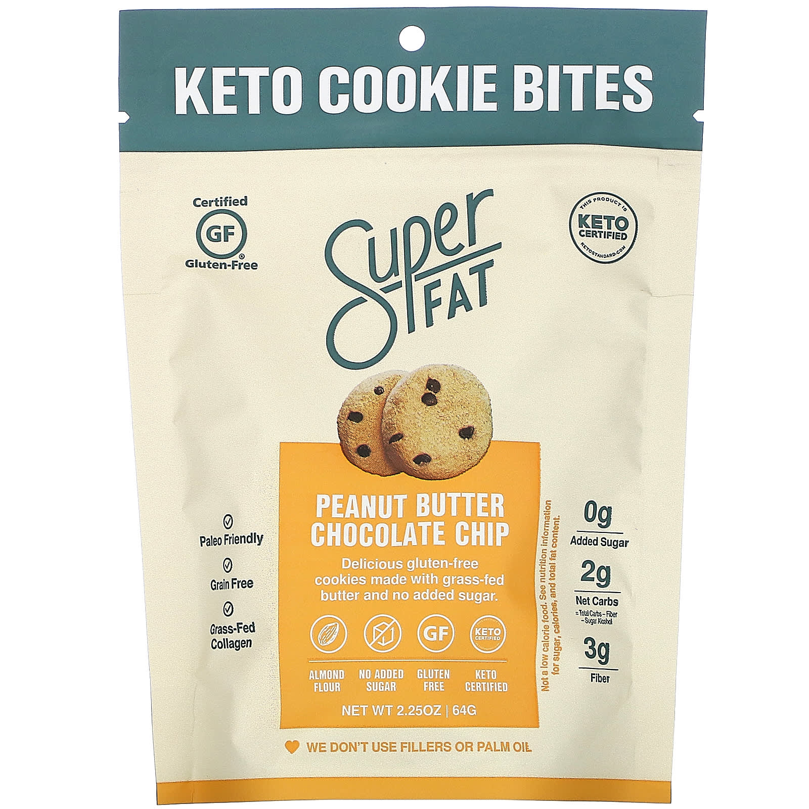 Superfat Keto Cookie Bites 花生酱巧克力脆曲奇 2 25 盎司 64 克