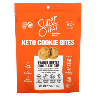 SuperFat, Keto Cookie Bites 花生醬巧克力脆曲奇，2.25 盎司（64 克）