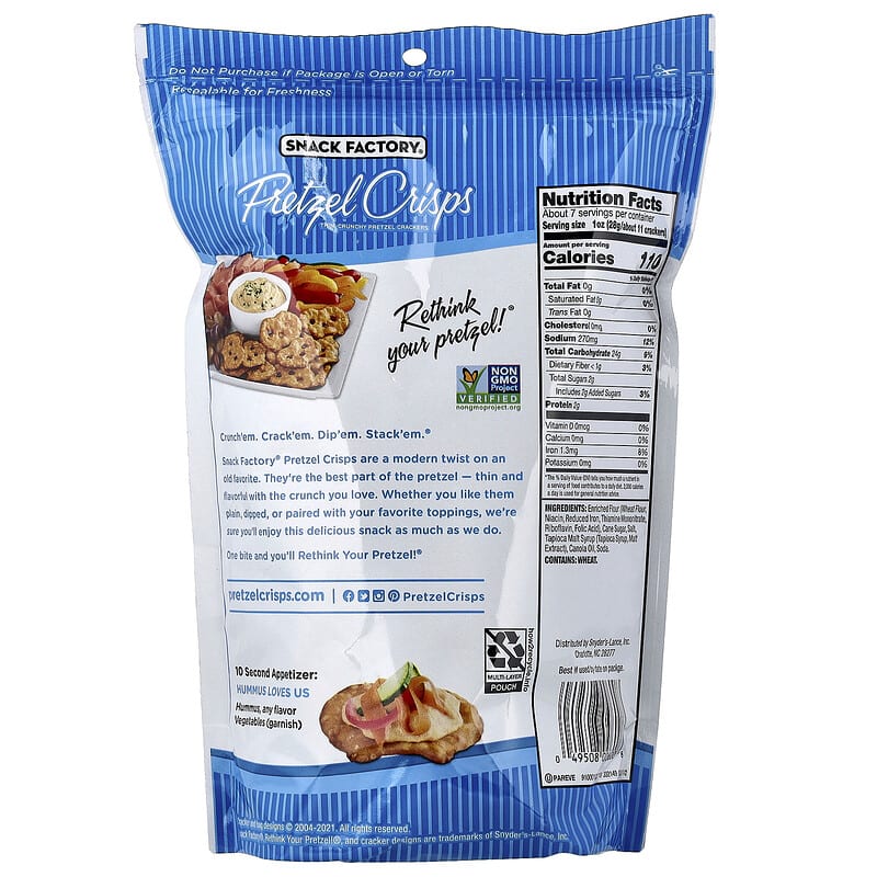 Pretzel Crisps（プレッツェルクリスプ）、オリジナル、デリスタイル
