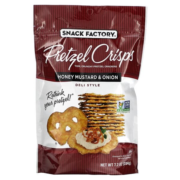 Snack Factory, Pretzel Crisps, Honey Mustard & Onion, Deli Style, 7.2