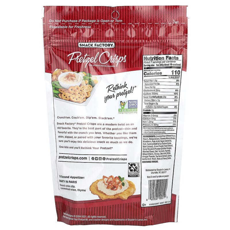snack factory pretzel crisps honey mustard