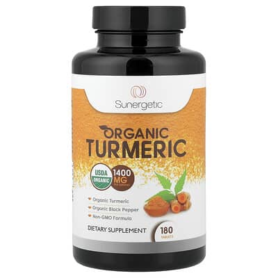 Sunergetic, Organic Turmeric, 180 Tablets