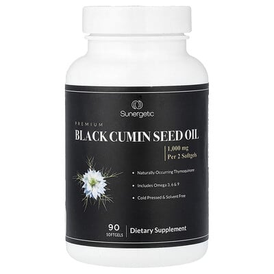 Sunergetic, Premium Black Cumin Seed Oil, 90 Softgels (500 mg per Softgel)