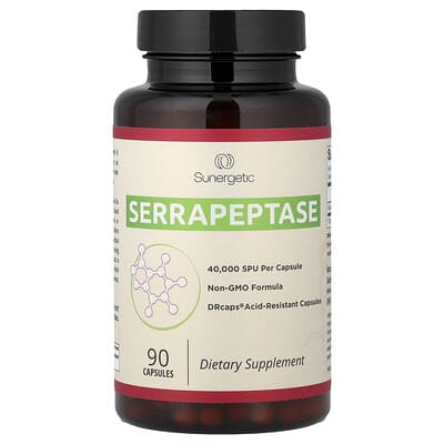 Sunergetic, Serratiopeptidase, 90 Capsules (18 mg per capsule)