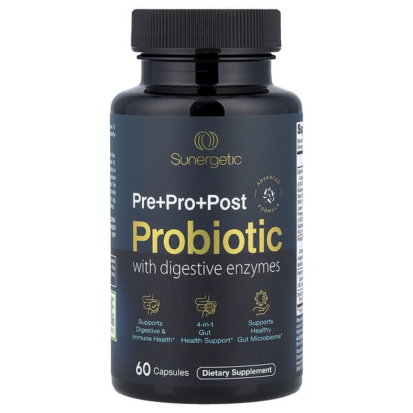 Sunergetic, Probiotic With Digestive Enzymes, 60 Capsules