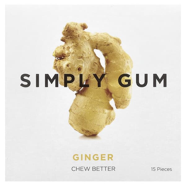 Simply Gum, Chewing Gum, Ginger , 15 Pieces