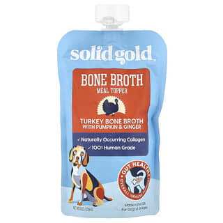 Solid Gold, Suplemento alimentario de caldo de huesos, Para perros, Todas las edades, Caldo de hueso de pavo con calabaza y jengibre, 226 g (8 oz)