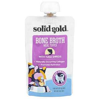 Solid Gold‏, طبقة علوية لوجبة مرق العظام مع شرائح التونة ، للقطط ، لجميع الأعمار ، 3 أونصات (85 جم)