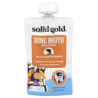Solid Gold, Somon Parçalı Kemik Suyu Yemek Üstü, Kediler İçin, Her Yaş, 3 oz (85 gr)