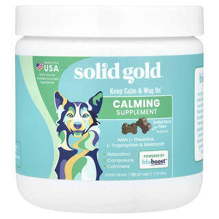 Solid Gold, Keep Calm & Wag On™, Sakinleştirici Takviye, Köpekler İçin, Füme Pastırma, 120 Yumuşak Çiğneme, 7,6 oz (216 g)