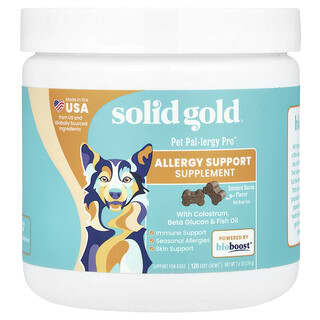 Solid Gold, Pet Pal-Lergy Pro™, Allergy Support Supplement, For Dogs, Smoked Bacon, 120 Soft Chews, 7.6 oz (216 g)