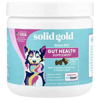 Solid Gold, Mellow Belly™, Gut Health Supplement, For Dogs, Smoked Bacon, 120 Soft Chews, 7.6 oz (216 g)