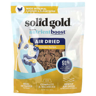Solid Gold‏, وجبة أو قطعة علوية مجففة بالهواء ، للكلاب ، وصفة الدجاج ، 16 أونصة (454 جم)