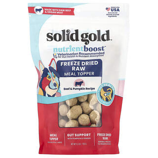 Solid Gold‏, طبقة علوية للوجبات الخام المجففة بالتجميد ، للكلاب ، لجميع الأعمار ، وصفة لحم البقر واليقطين ، 5.5 أونصة (155 جم)