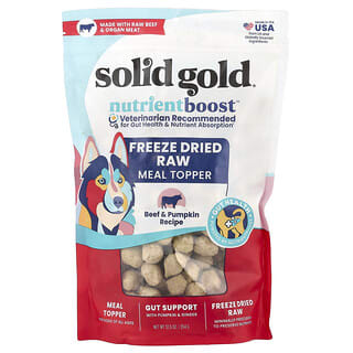 Solid Gold, Nutrientboost™, Dondurularak Kurutulmuş Çiğ Yemek Üstü, Köpekler İçin, Her Yaş, Dana Eti ve Balkabağı Tarifi, 12,5 oz (354 g)