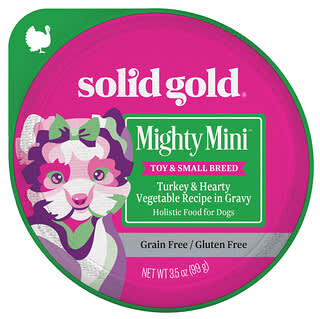Solid Gold, Mighty Mini™, Para perros miniatura y de razas pequeñas, Pavo y vegetales abundantes en salsa, 99 g (3,5 oz)