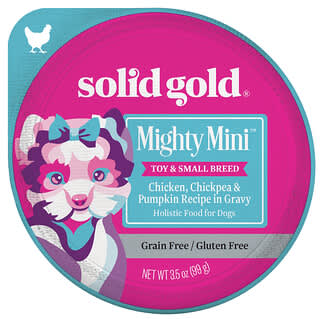 Solid Gold, Mighty Mini™, For Toy & Small Breed Dogs, Chicken, Chickpea & Pumpkin Recipe in Gravy, 3.5 oz (99 g)