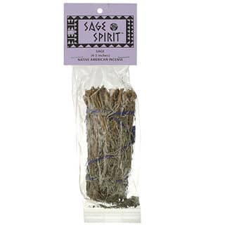 Sage Spirit, Incienso de nativos americanos, Salvia, Pequeño (4-5 in), 1 varita para difuminar