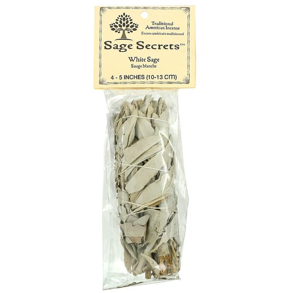 Sage Spirit, 伝統的なアメリカの御香、ホワイトセージ、いぶし用スティック1束、10～13cm（4～5インチ）
