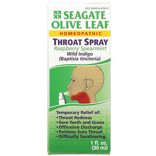 Seagate, 올리브 잎 인후 스프레이, 라즈베리 스피어민트, 30ml(1fl oz)
