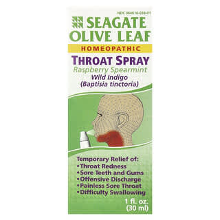 Seagate, Spray para el garganta de hoja de olivo, Frambuesa y hierbabuena, 30 ml (1 oz. Líq.)