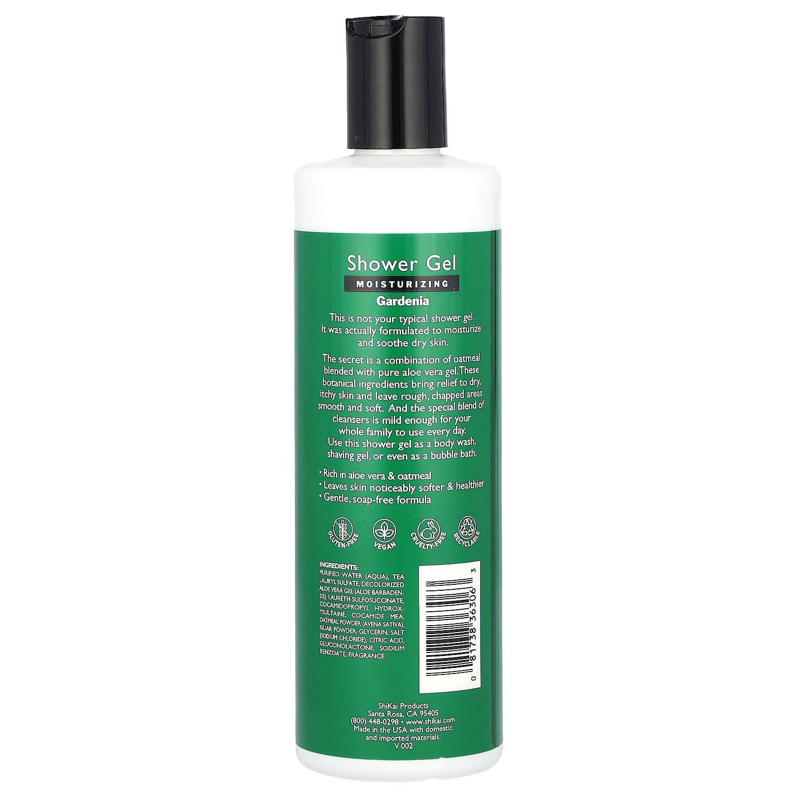 Shikai, Moisturizing Shower Gel, Gardenia, 12 fl oz (355 ml)