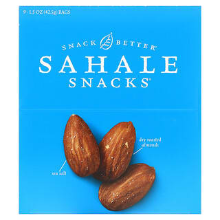 Sahale Snacks, Сухие обжаренные орехи, Калифорнийский миндаль & морская соль, 9 упаковок по 1,5 унции (42,5 граммов)