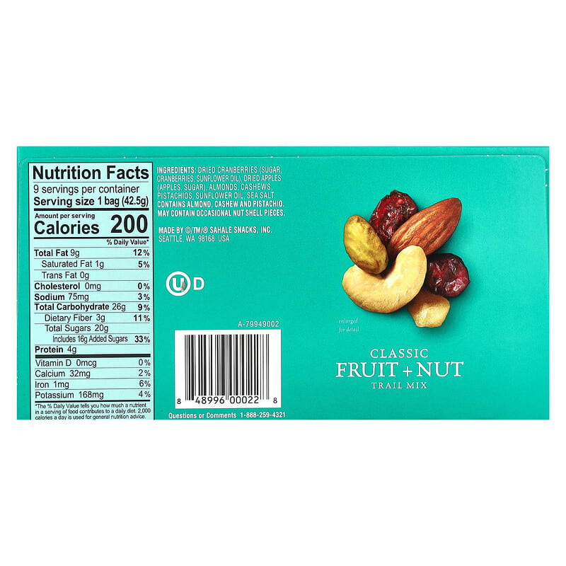 Trail Mix, Classic Fruit Nut, Packs, oz g) Each