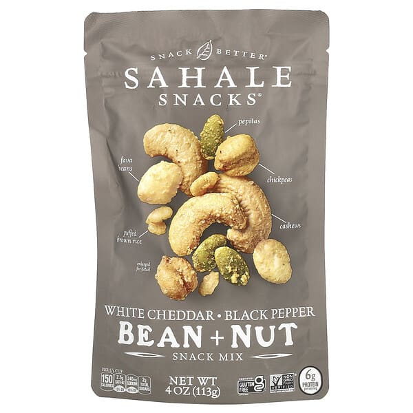 Sahale Snacks, Snack Mix, Bean + Nut, White Cheddar, Black Pepper, 4 oz ...