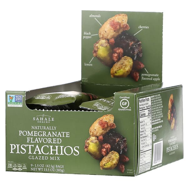 Sahale Snacks, Glazed Mix, Pomegranate Pistachios, 9 Packs, 1.5 oz (42.5 g) Each