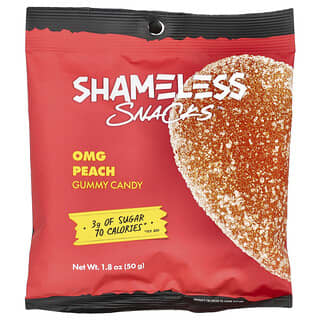 Shameless Snacks, Gommes, Pêche, OMG, 50 g