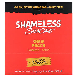 Shameless Snacks, Gomitas, Melocotón Dios mío, 6 bolsas, 50 g (1,8 oz) cada una