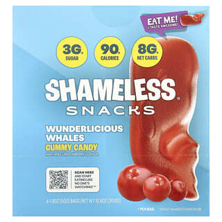 Shameless Snacks, Gummy Candy, Wunderlicious Whales, 6 Bags, 1.8 oz (50 g) Each