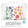 ستاشر, حقيبة طعام من السيليكون القابل لإعادة الاستخدام، حجم ساندويتش متوسط، شفافة، 15 أونصة سائلة (450 مل)