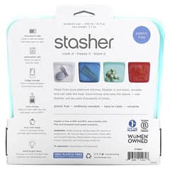 Stasher, Reusable Silicone Food Bag, Sandwich Size, Aqua, 15 fl oz (450 ml)