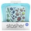 Stasher, 可重複使用的矽膠食品袋，三明治尺寸/中等，水，15 盎司（450 毫升）