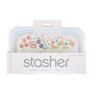Stasher, Bolsa de silicona reutilizable para alimentos, Bocadillo pequeño, Transparente, 293,5 ml (9,9 oz. Líq.)