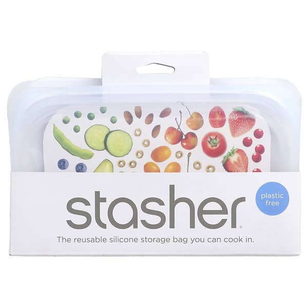 Stasher, 可重復使用硅膠食品袋，零食尺寸，透明，12 液量盎司（355 毫升）