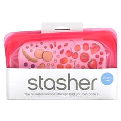 Stasher, 再利用可能シリコン製食品バッグ、スナックサイズ小、ラズベリー、容量9.9液量オンス（293.5ml）