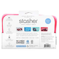 Stasher, 再利用可能シリコン製食品バッグ、スナックサイズ小、ラズベリー、容量9.9液量オンス（293.5ml）