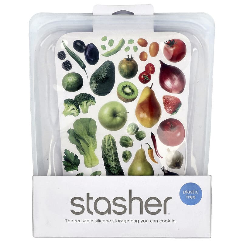 Reusable Silicone Food Bag, Half Gallon, Clear, fl oz l)