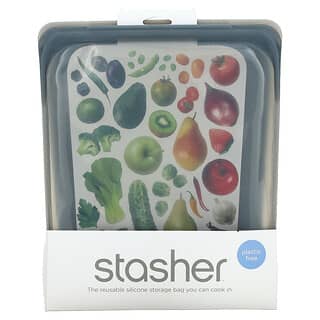 Stasher, Reusable Silicon Storage Bag, Ash, 1 Half Gallon Bag