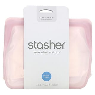 Stasher, Stand-Up Mid, Rose, 1650 ml (56 fl. oz.)