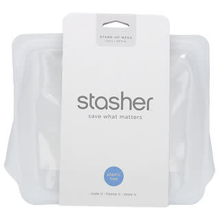 Stasher, Bolsa de almacenamiento de silicona reutilizable, Transparente, 2 unidades, 118 ml (4 oz. líq.) cada una