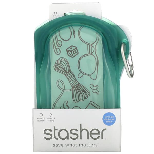 Stasher, Stasher, Go Bag, Green, 1 Bag, 18 fl oz (532 ml)