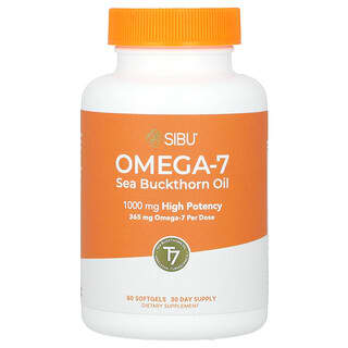 Sibu Beauty, Omega-7 Olej z rokitnika zwyczajnego, wysoka siła działania, 60 miękkich kapsułek